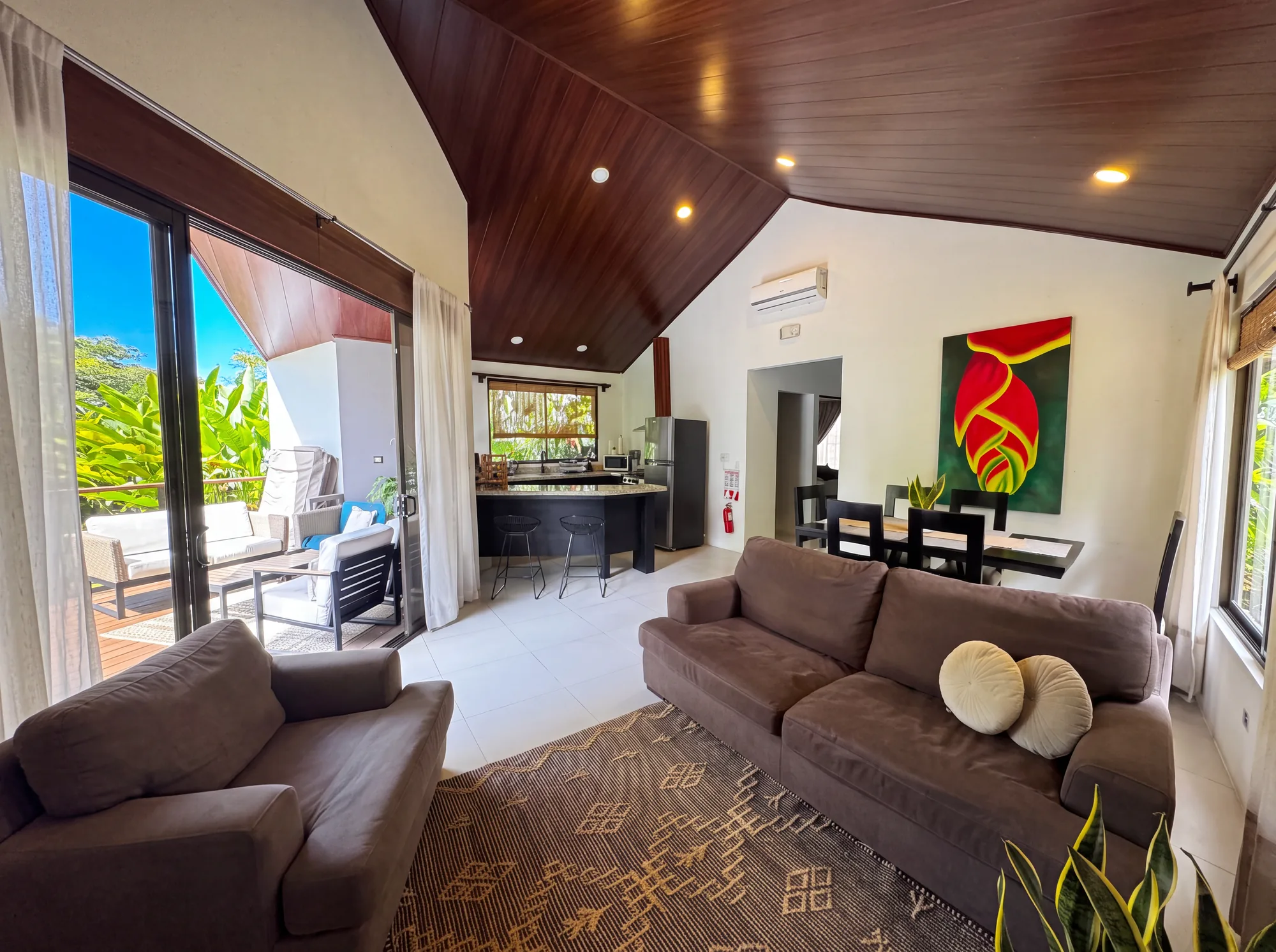 Hummingbird Home living room, terrace and garden